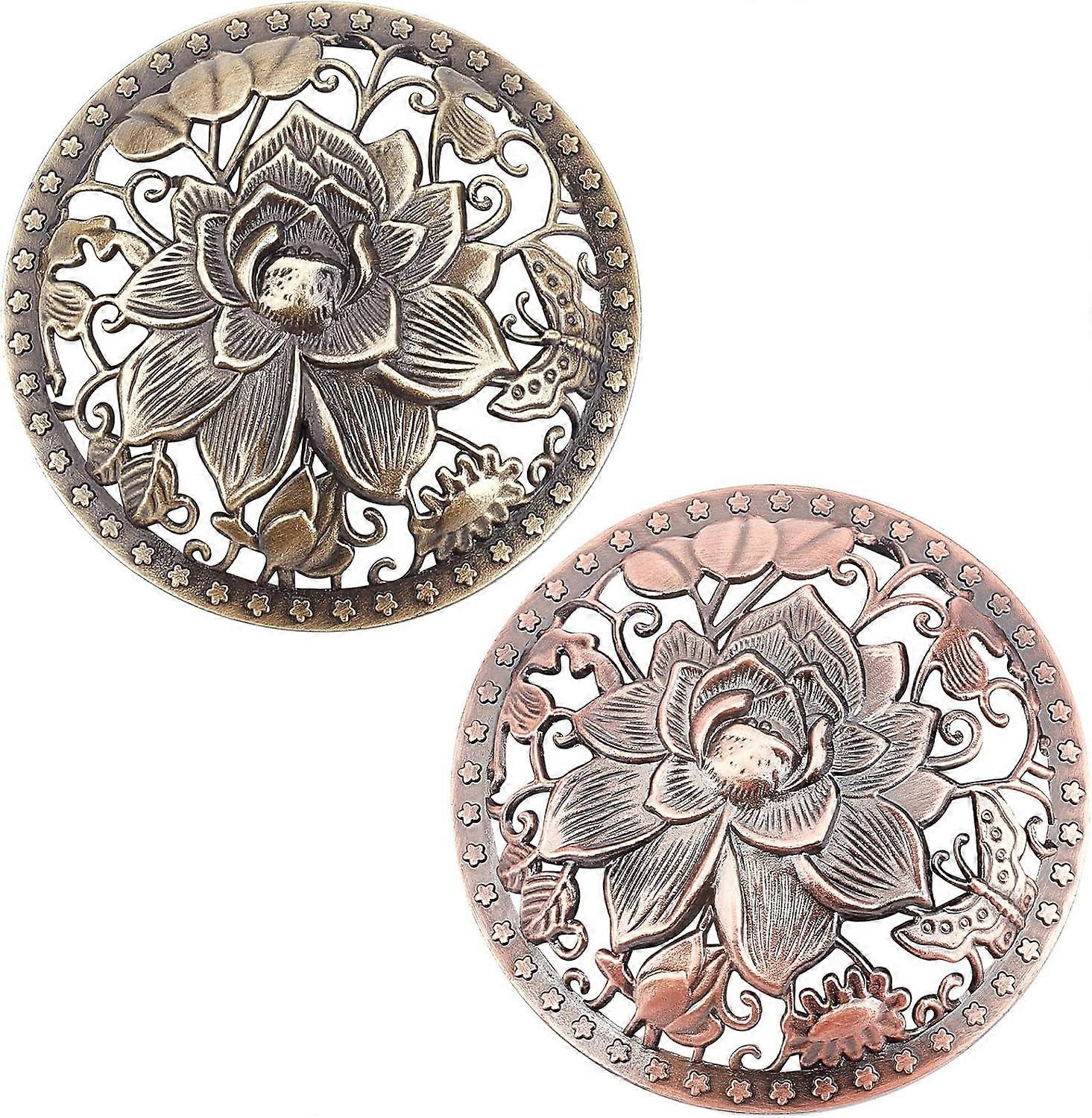 2PCS Candle Cover Topper Lotus Scented Candles Cover Flowers lid Jar Candles Gold Red Alloy Candle Toppers Jar Shade Sleeves Accessories to Burn Evenl