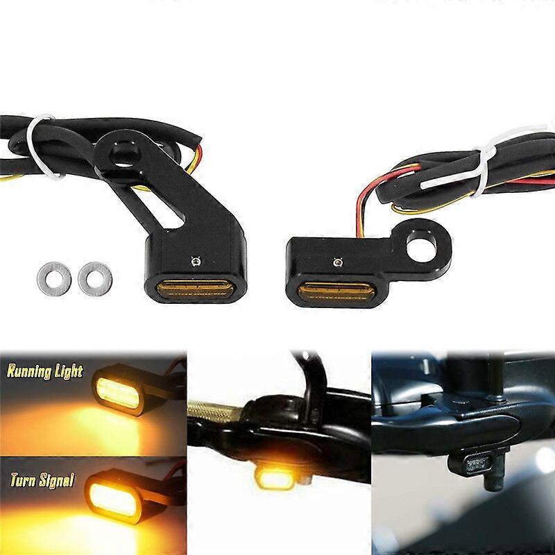 Motorcycle Mini LED Turn Signals Indicators Running Blinker Amber Light With E Mark Handle Grip Lamp For Harley Softail TouringMotor Vehicle Lighting