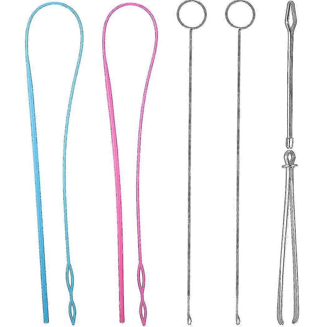 6 Pieces Sewing Loop Kit, Loop Turner Hook Flexible Drawstring Threader Metal Tweezers Long Loop Tu