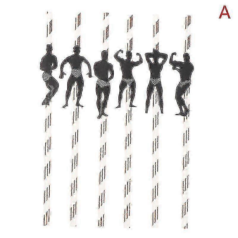 6pcs/set Bachelorette Party Decorations Straws Stripper Dancing Men Straws
