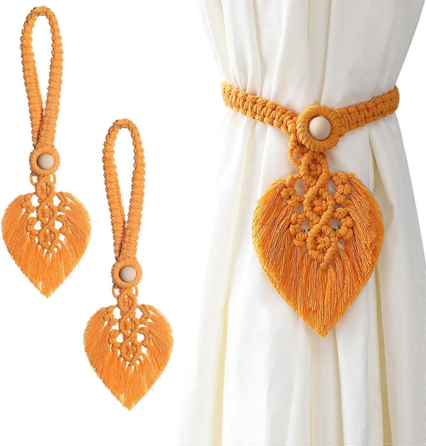2 Pack Boho Cotton Macrame Curtain Tiebacks Curtain Tiebacks Curtain Tiebacks Yellow