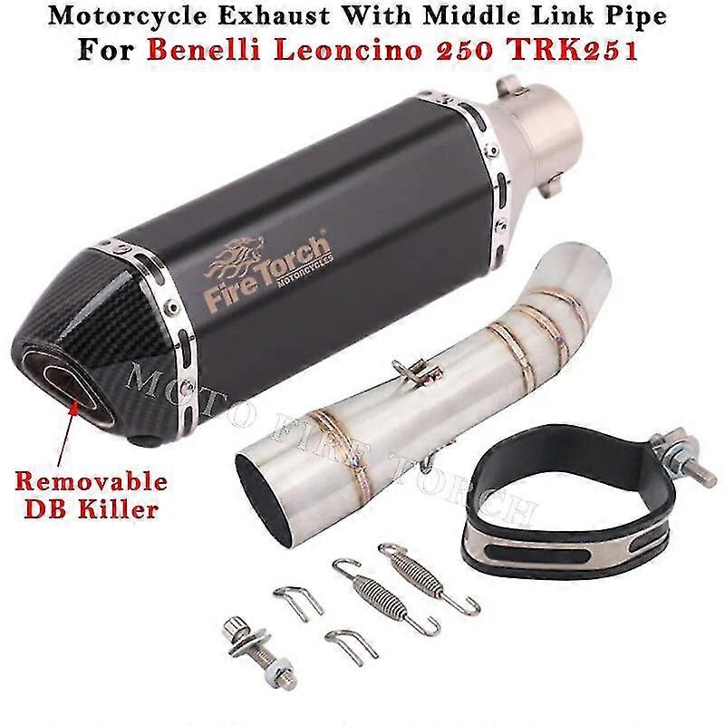 Utsökt avgasrörMotorcykel avgassystem Modifie Ljuddämpare Middle Link Pipe DB Killer Slip On För Benelli Leoncino 250 Leoncino250 TRK251