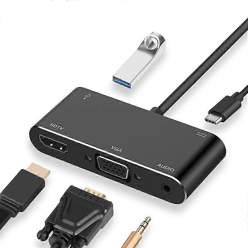 Usb C zu Hdmi + vga + usb3.0hub + pd + 3.5 Audio Typ-C Docking Station Notebook Hd Kabel