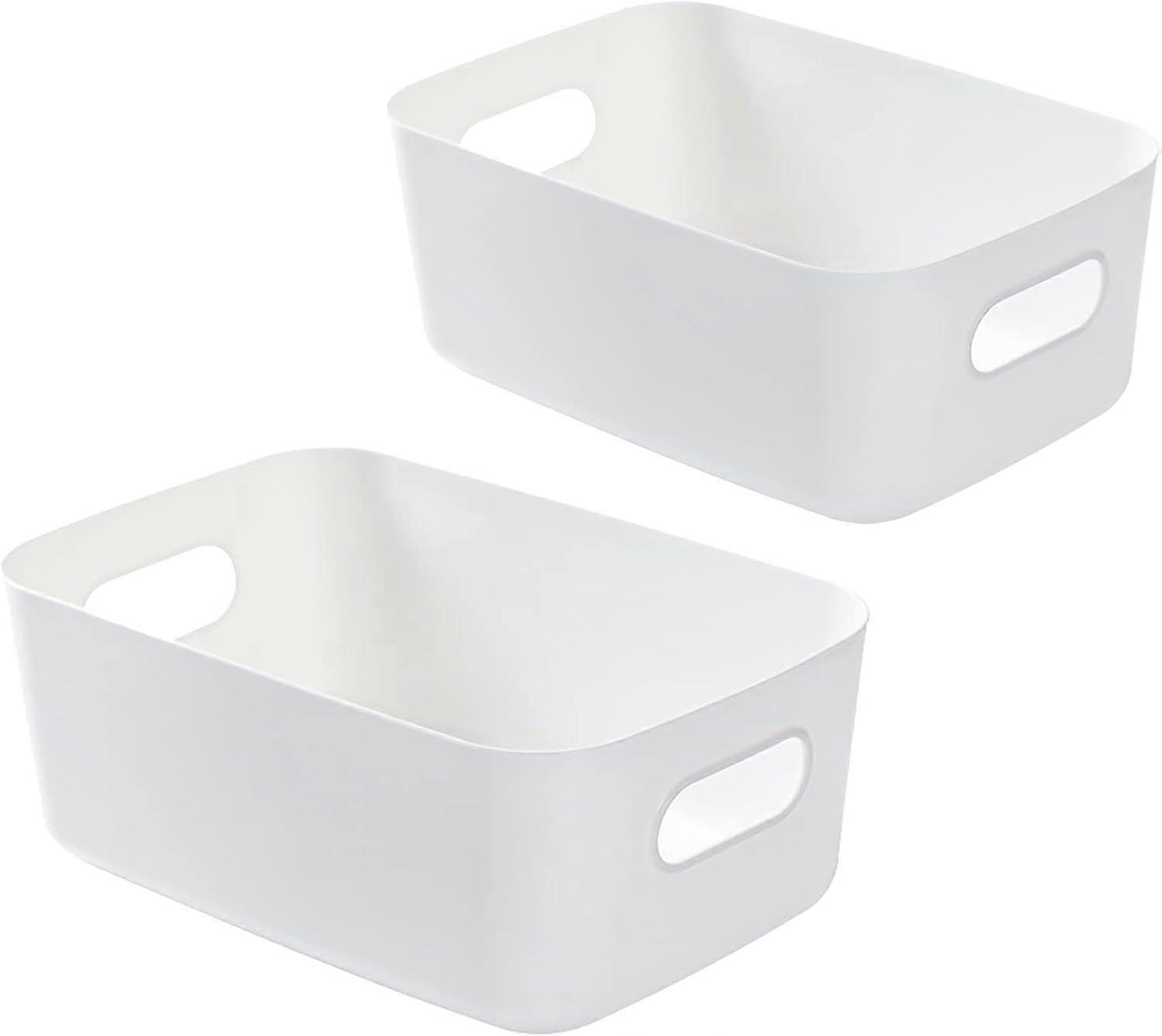 2pcs Plastic Storage Baskets, Storage Boxes, Plastic Organizer Baskets with Handle, Plastic Studio Storage Baskets,Small Plastic Baskets for Ki