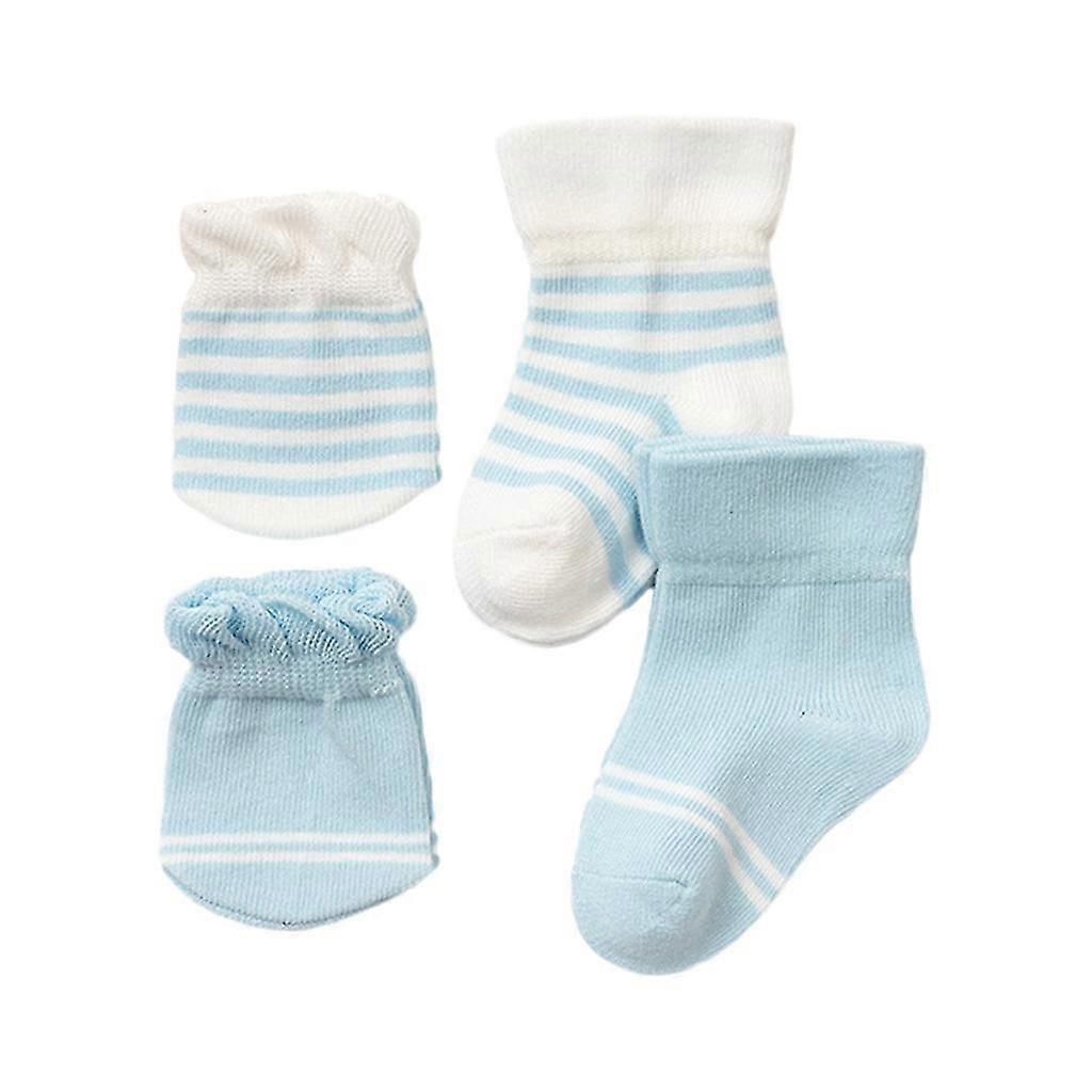 4 Pairs/set Baby Gloves Socks Bundle 0-3 Months Anti Scratch Soft Mittens