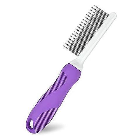 Detangling Pet Comb for Dog & Cat, Grooming Comb with Long & Short Stainless Steel Teeth, Safely Remove Knots & Tangles for Healthy Shiny Coat, Gentle