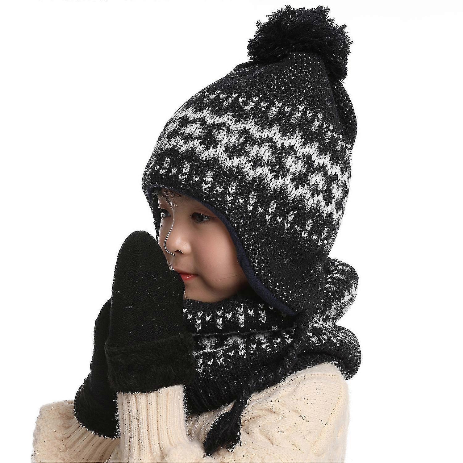 SATINIOR Baby Winter Set - Mütze, Schal, Handschuhe, Socken, Ohrenschützer (Grau)