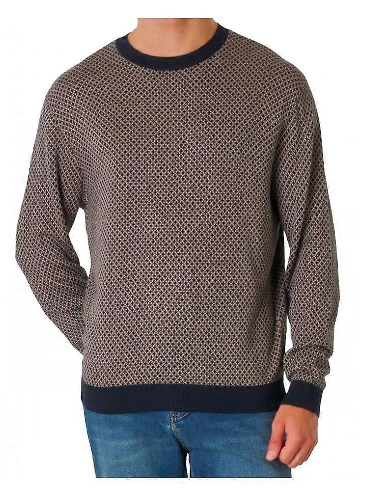 Men's Armani Exchange Pullover Navy Cross Check Brown / Navy