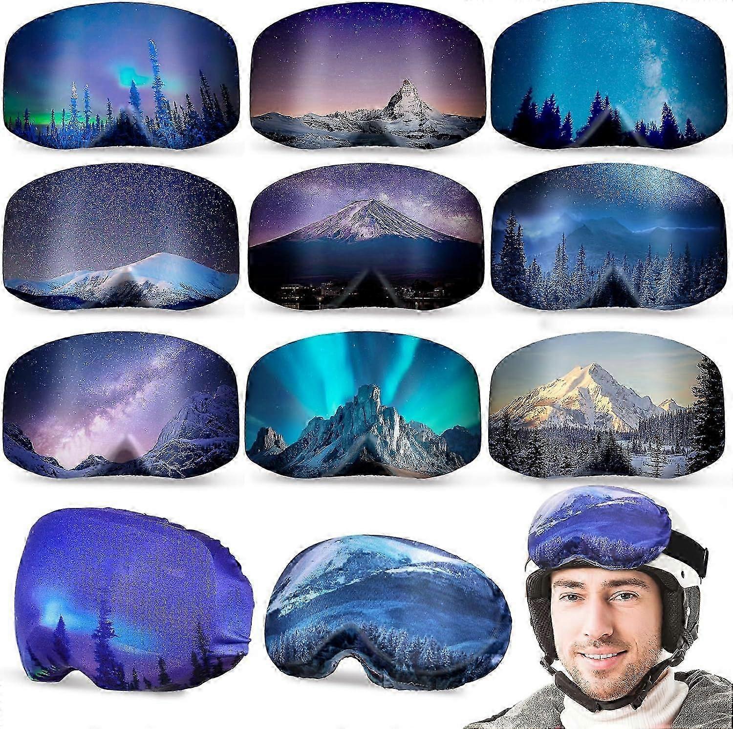 9 قطع من الألياف الدقيقة واقية التزلج نظارات واقية حامي التزلج نظارات واقية غطاء نمط عشوائي