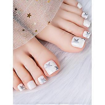 Bianco Solid Color Press On Toenails Durable Use Com