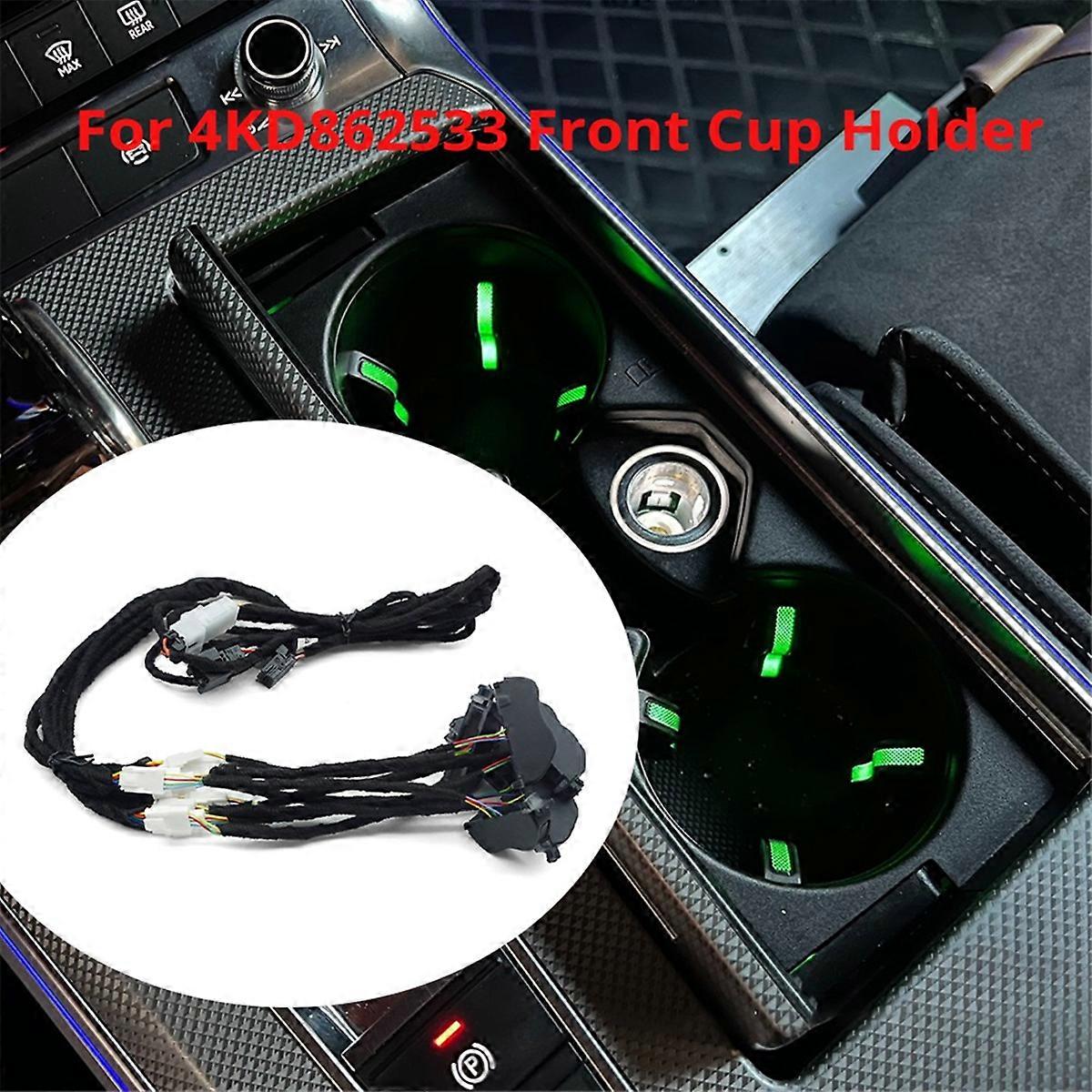 For 4KD862533 Front Cup Holder Assembly Water Cup Holder Multi-Color Ambient Light Wiring Harness for A6 C8 2019-23