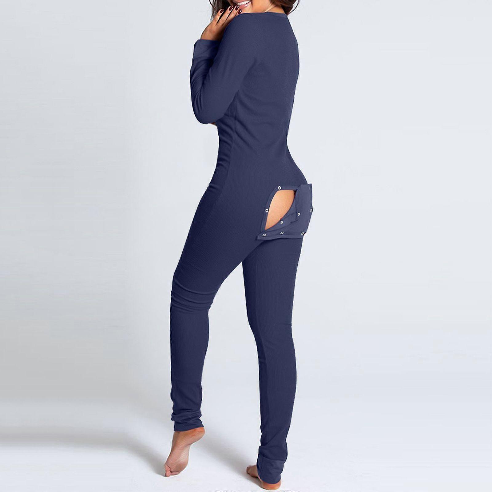 NY Rumpflik Underkläder Jumpsuit Kvinnor Onesie-pyjamas Tillbaka Button-down Bodycon Nattkläder Vuxna Onesies Combinaison Pyjamas Femme Hög Kvalitet Tw