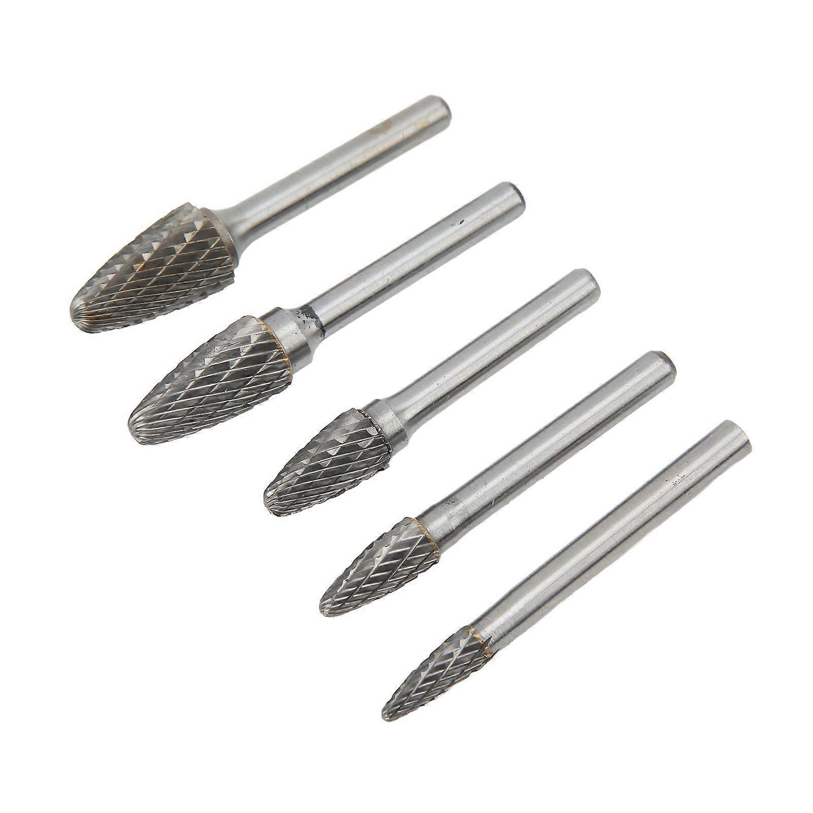 Lot de 5 fraises rotatives en carbure à coupe unique avec tige de 6 mm/0,24 po pour gravure, polissage, perçage