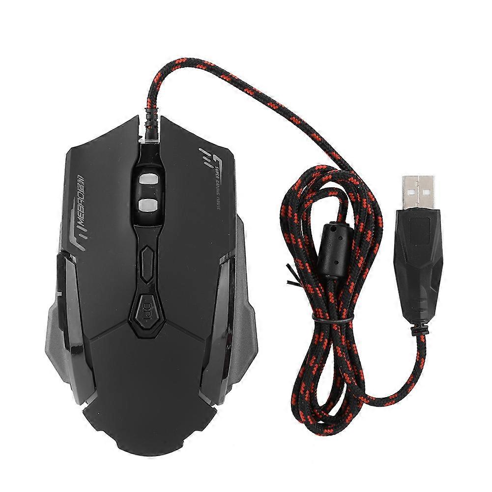 V7 Wired Luminous Mechanical Esports USB Gaming Mouse Black for PUGB for LOL/CF
