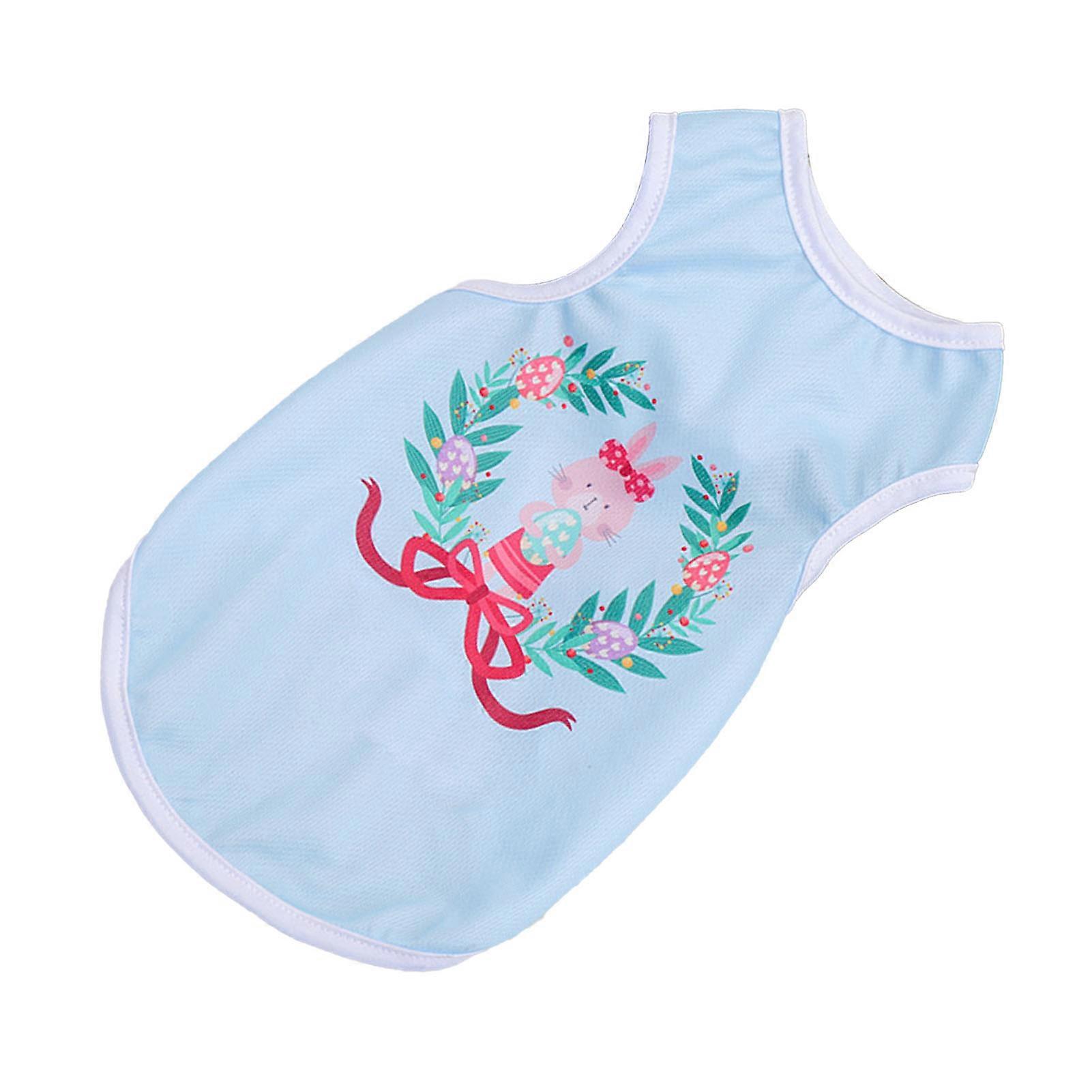 犬の夏の布ポリエステルソフト通気性の漫画多機能犬のシャツホームライトブルーラビットM