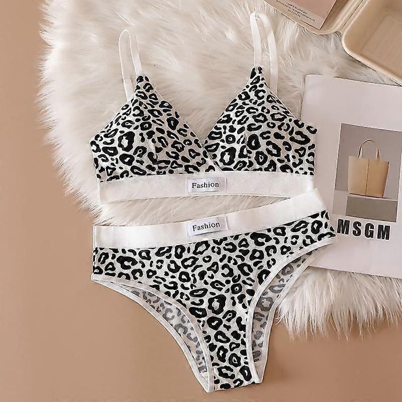 Women's Seamless Leopard Bralette and Low Waist Panties Set