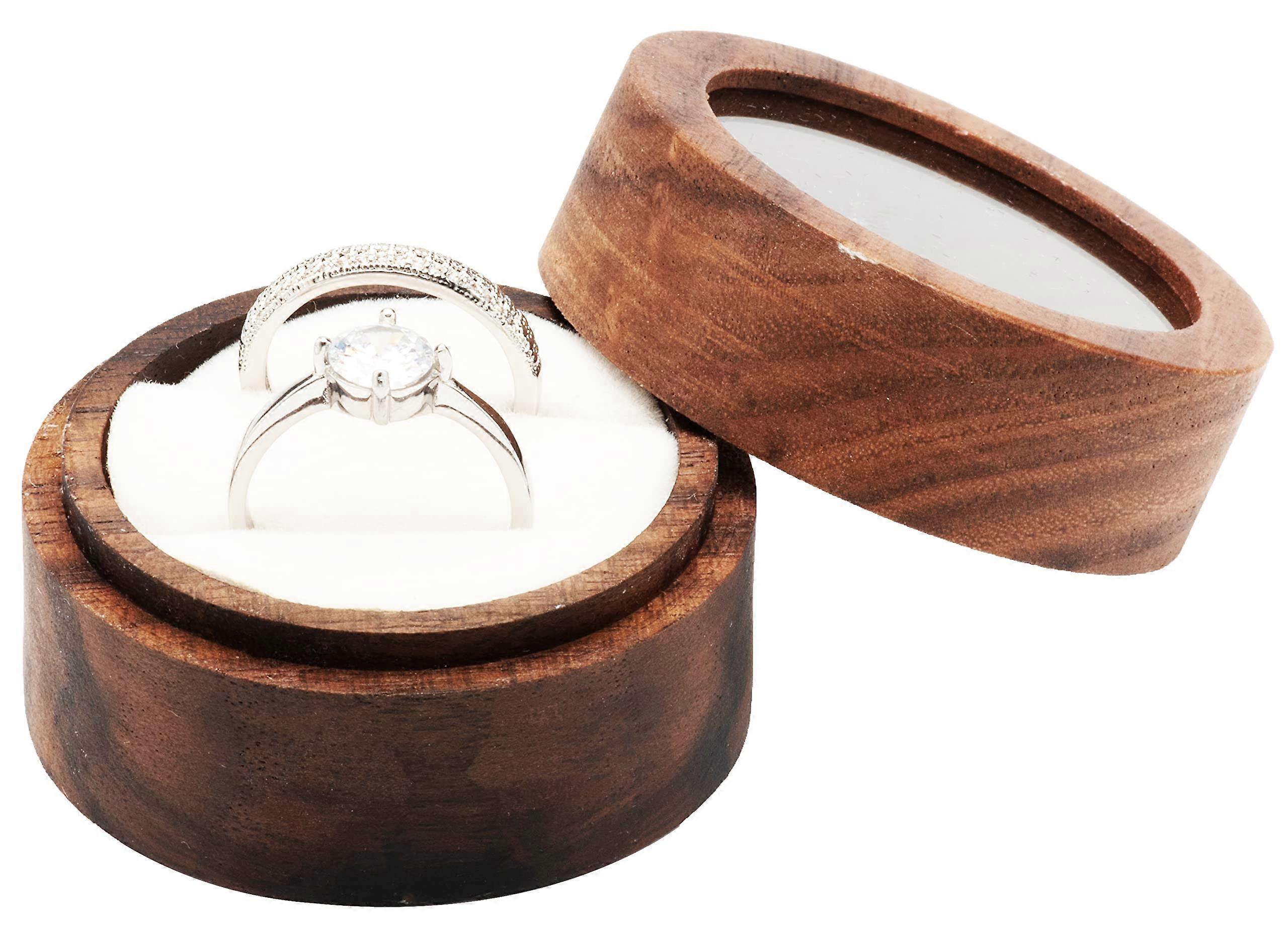 Wooden clear ring box small size for jewelry storage