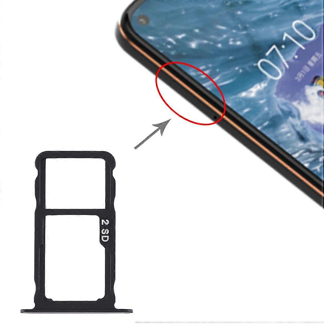 (New) COMPATIBLE SIM Card Tray + SIM Card Tray / Micro SD Card Tray for Nokia X71 / TA-1172 TA-1167 TA-1188(Black)