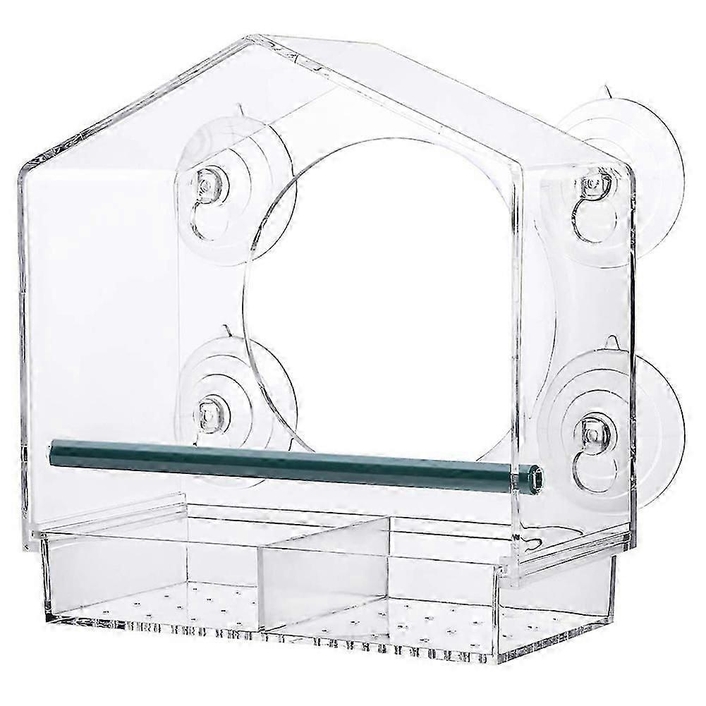 Window Bird Feeders,Large Bird House for Outside with Sliding Seed Holder and 4 Extra Strong Suctio