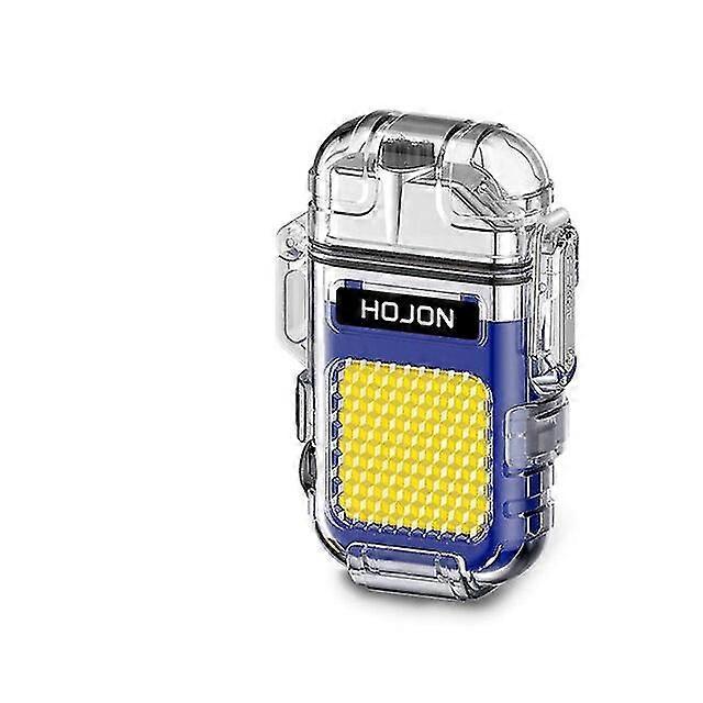 Electric Torch Double Arc Lighter Transparent Waterproof USB Charge Outdoor Flameless Plasma Lighter Survival The Wild Lighters(Blue)