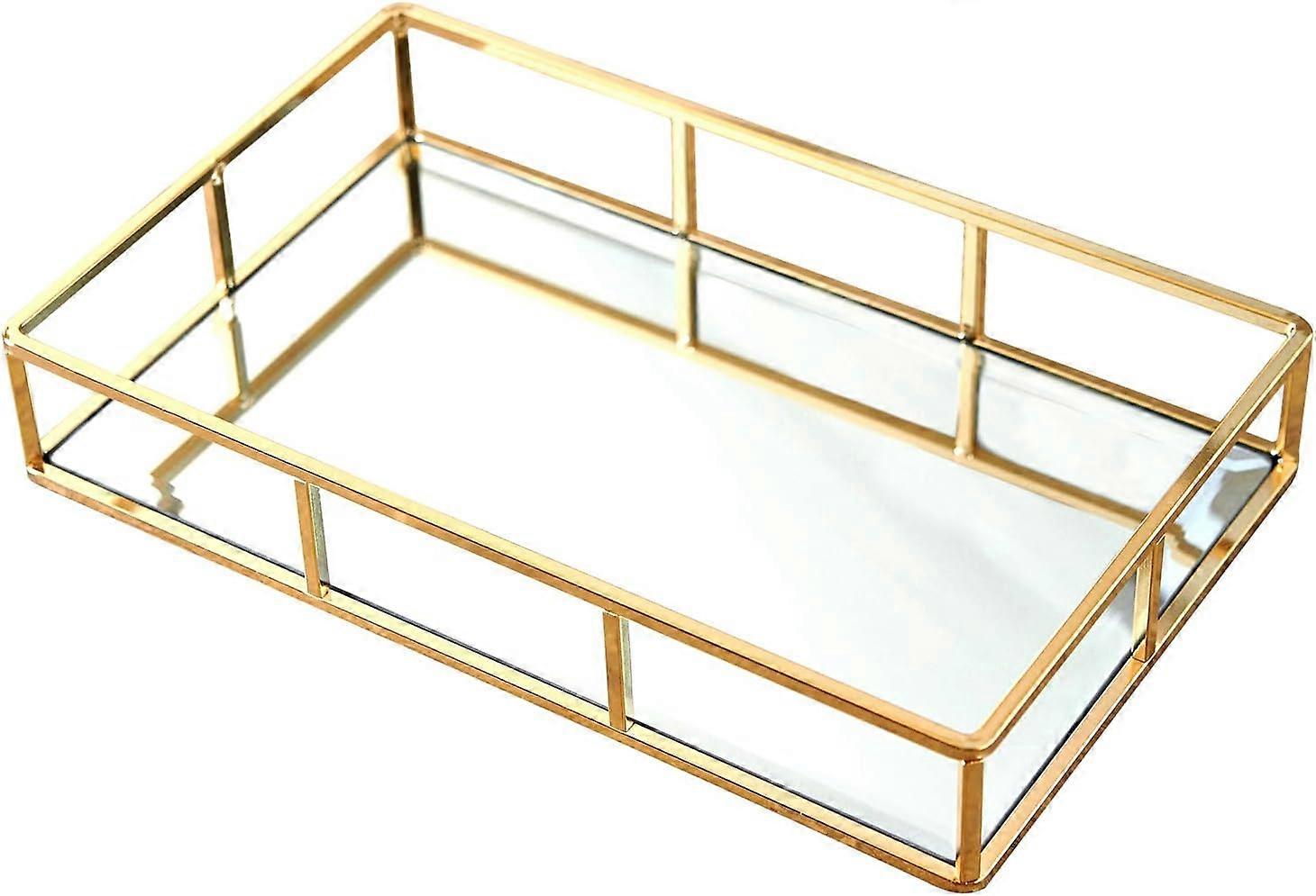 Gold Spiegel Tablett Parfüm Tablett Spiegel Schminktisch Tablett Schminktisch Tablett Wunderschönes Tablett Metall dekoratives Tablett Tablett Schmuck Parfüm Aufbewahrungsbox