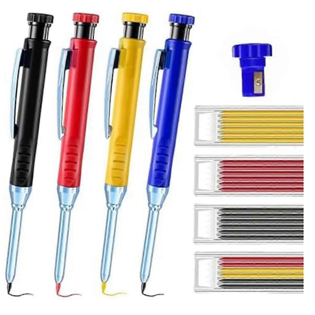 9pcs /a set Multi Pack Solid Carpenter Pencil Set with 2.8MM Lead and Built-in Sharpener Pencil Woodworking
