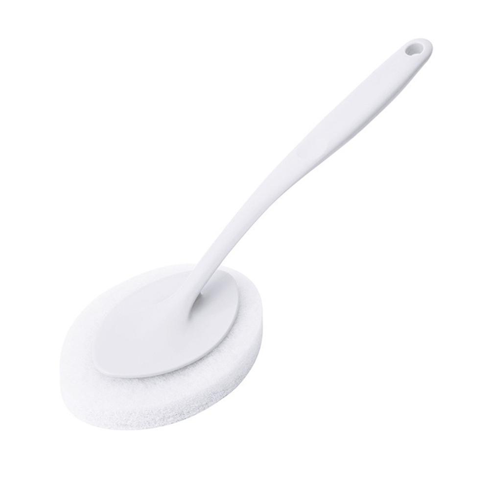 Multifunction Home Cleaning Brush Sponge Long Handle Scouring Pad for Walls and Floors, White, Durable, Versatile Design