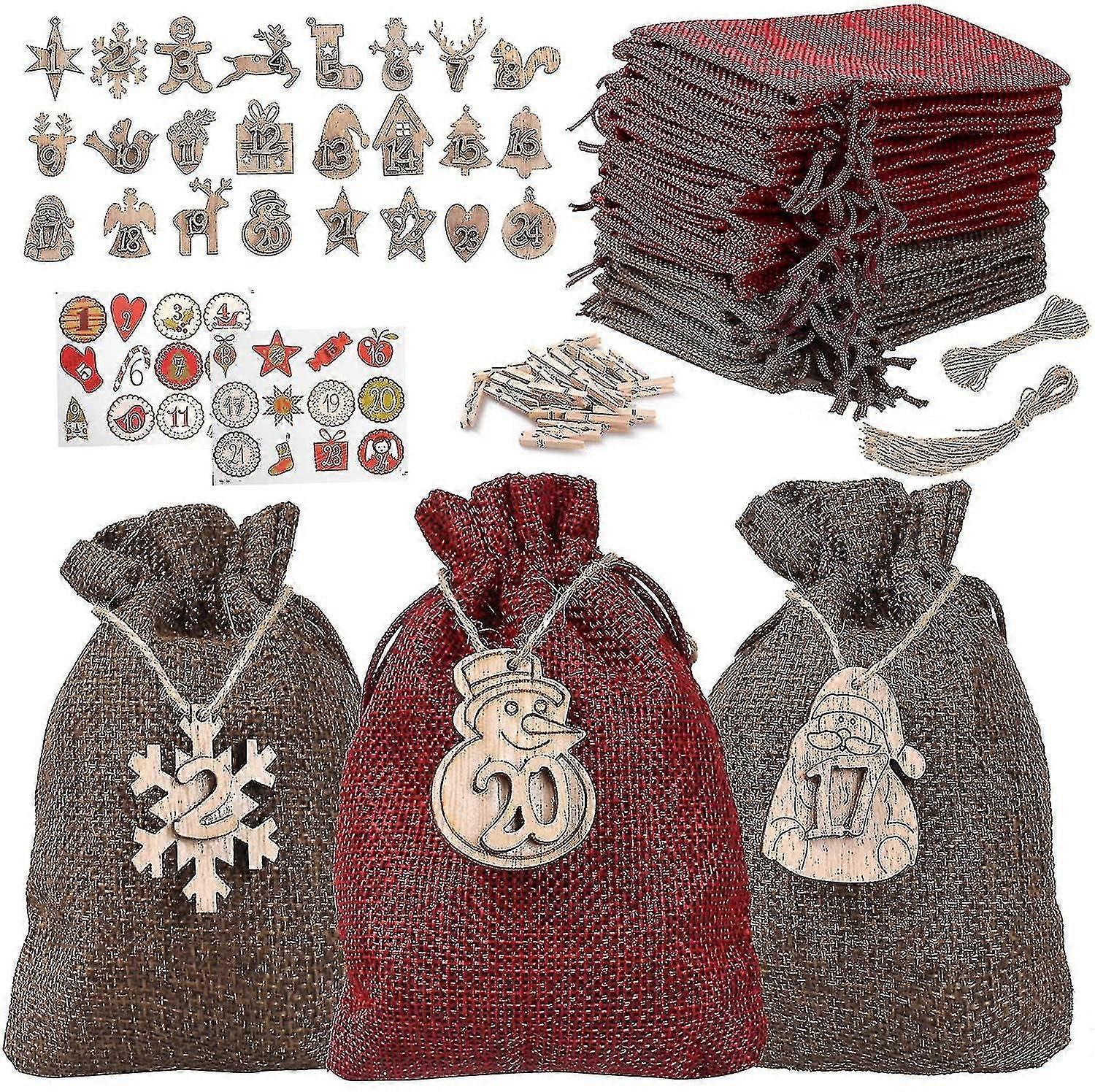 Christmas Advent Calendar, 24 Pcs Advent Calendar Bags For Filling