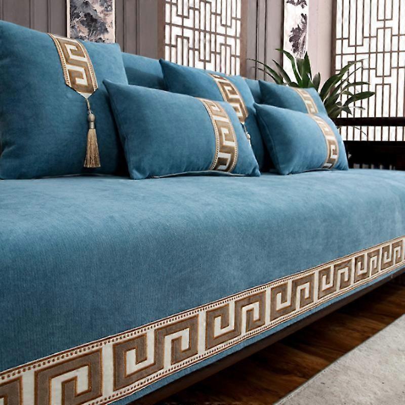 Chinese Style Thick Sofa Covers Solid Chenille Anti-slip Couch Cushion Living Room Sofas Universal Armchair Slipcover Towel Mat