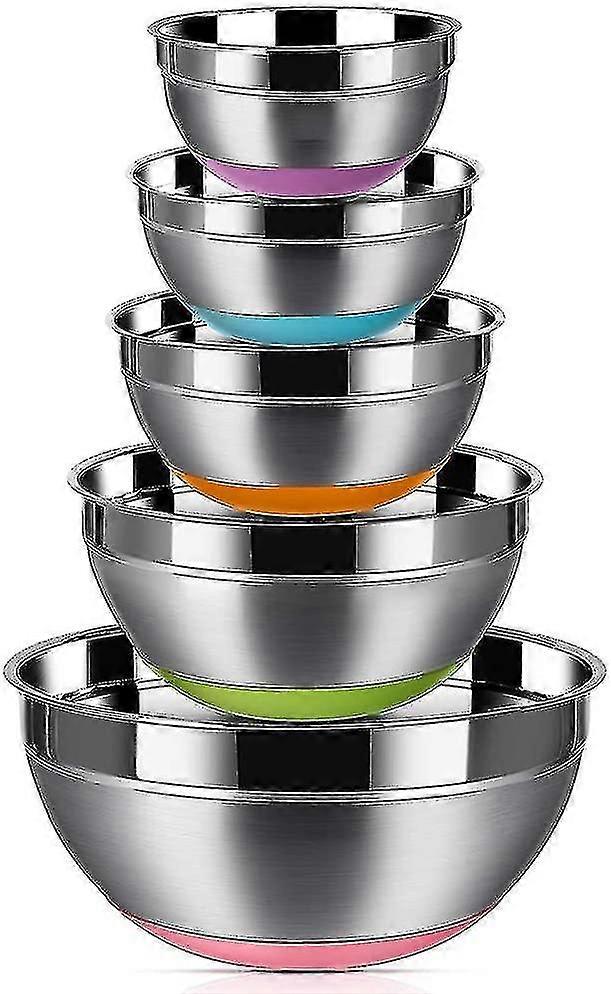 Chef's Best Friend: Multi-Use Mixing Bowls with Lids, Easy to Clean, Space-Saving Storage, Non-Slip Bottoms, Polished Mirror Finish, Suitable for
