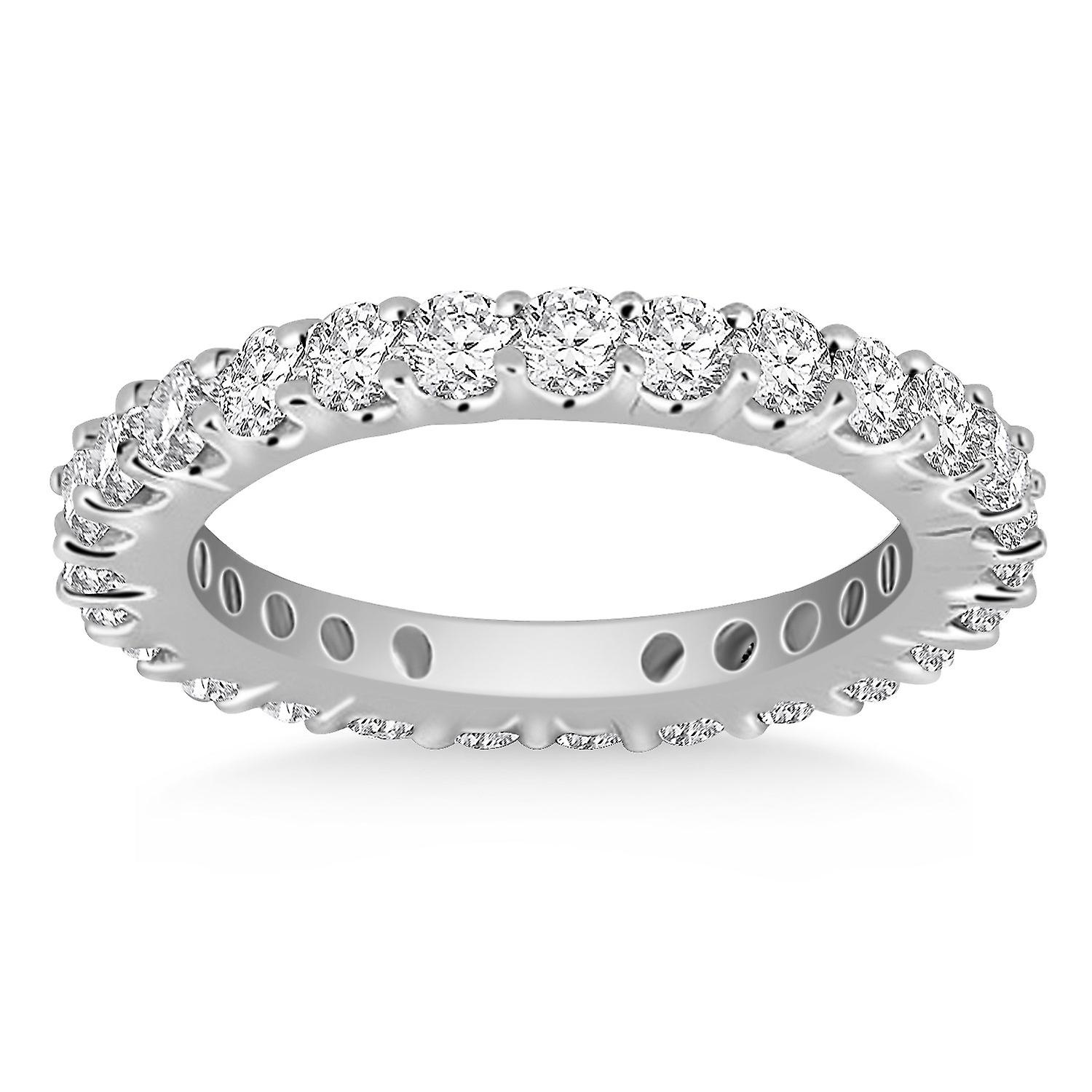14k aur alb comune Prong Rotund Diamond Eternity Ring