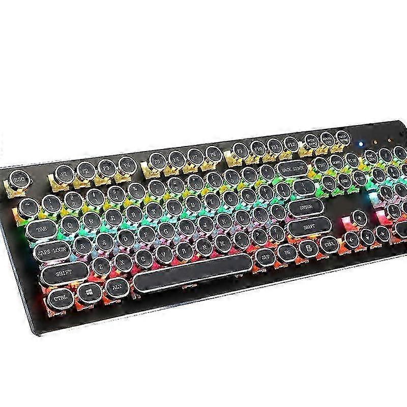 Mechanical Keyboard Luminous Retro Punk Electroplating Knob Wired Keyboard