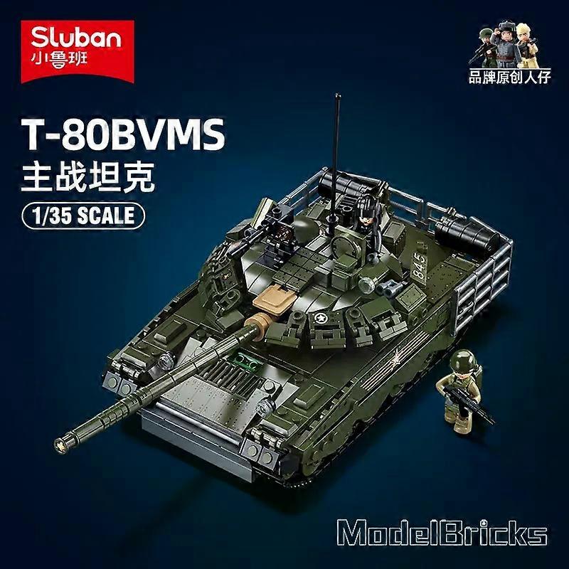 New   Soviet Military Vehicle T-80 Main Battle Tank Toys World War II Army Tank Building Blocks Model WW2 Soldier Gifts Kit