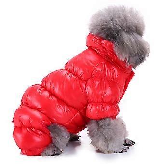 Pet four-legged hooded sweater Pet clothes Dog autumn and winter warm clothing Pet red clothes