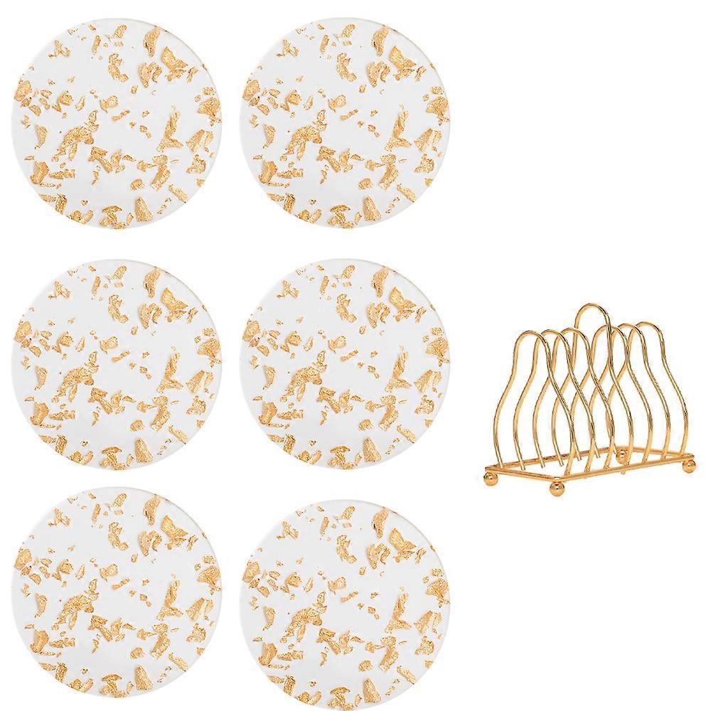 Coaster Set, Metal Holder, Acrylic Drink Coasters