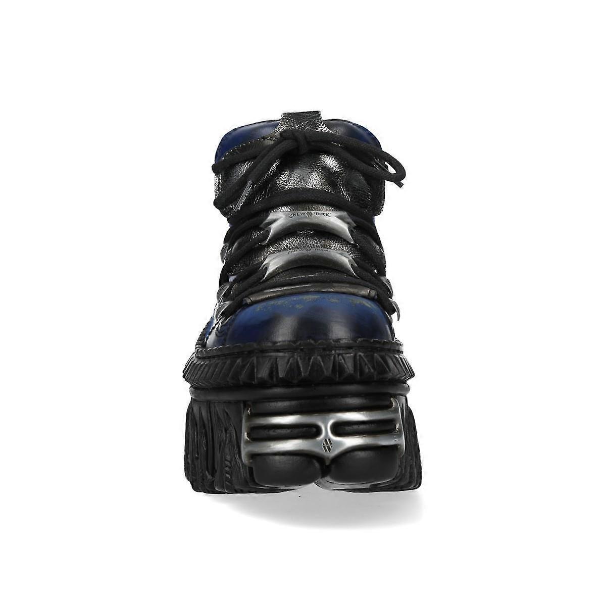 New Rock M-WALL106N-C16 Blue Silver Chunky Platform Urban Metallic