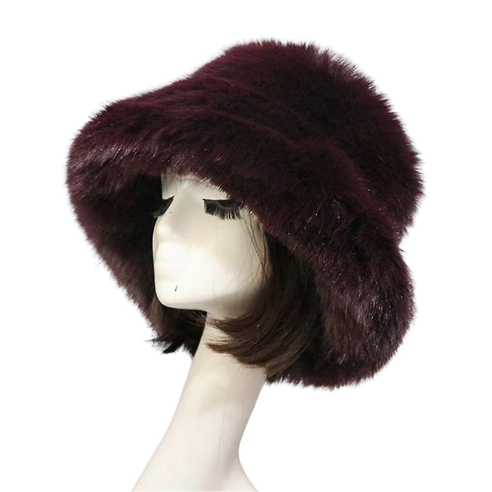 Bucket Hat Oversized Fluffy Wide Brim Soft Thickened Ear Protection Faux Fur Winter Thermal Women Fisherman Cap For Daily Life
