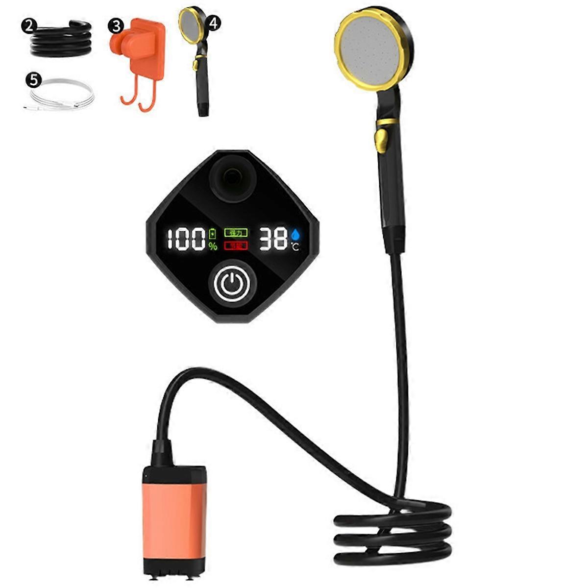 7800mah Portable Shower Pump Rechargeable Electric Shower Pump Orange