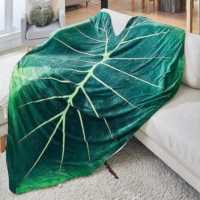 Leaf Blanket, Green Leaf Shape Soft Plush Flannel Throw for Plant Lovers, Decorative Blanket for Bed Couch Sofa