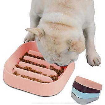 Slow Food Dog Bowl French Bulldog - funny dog and cat bowl - no choking animal Slow Food Stripe Bowl (Pink)