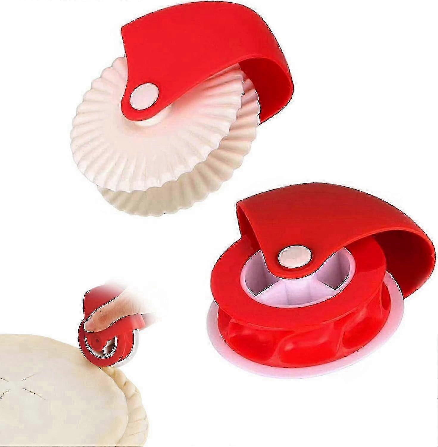 2 pieces dough cutter, pastry cutter and edge decorator, grid cutter, pizza wheel, dough cutter, round dough cutter
