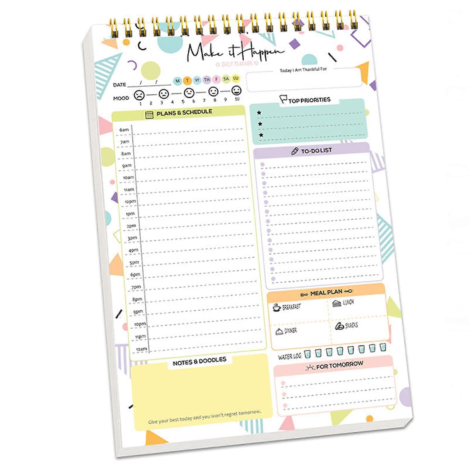 Daily Weekly Planner Daily To-do-list Notebook Coil Binding Planner Portable Appointment Book Diary Diary for Journaling Multicolor