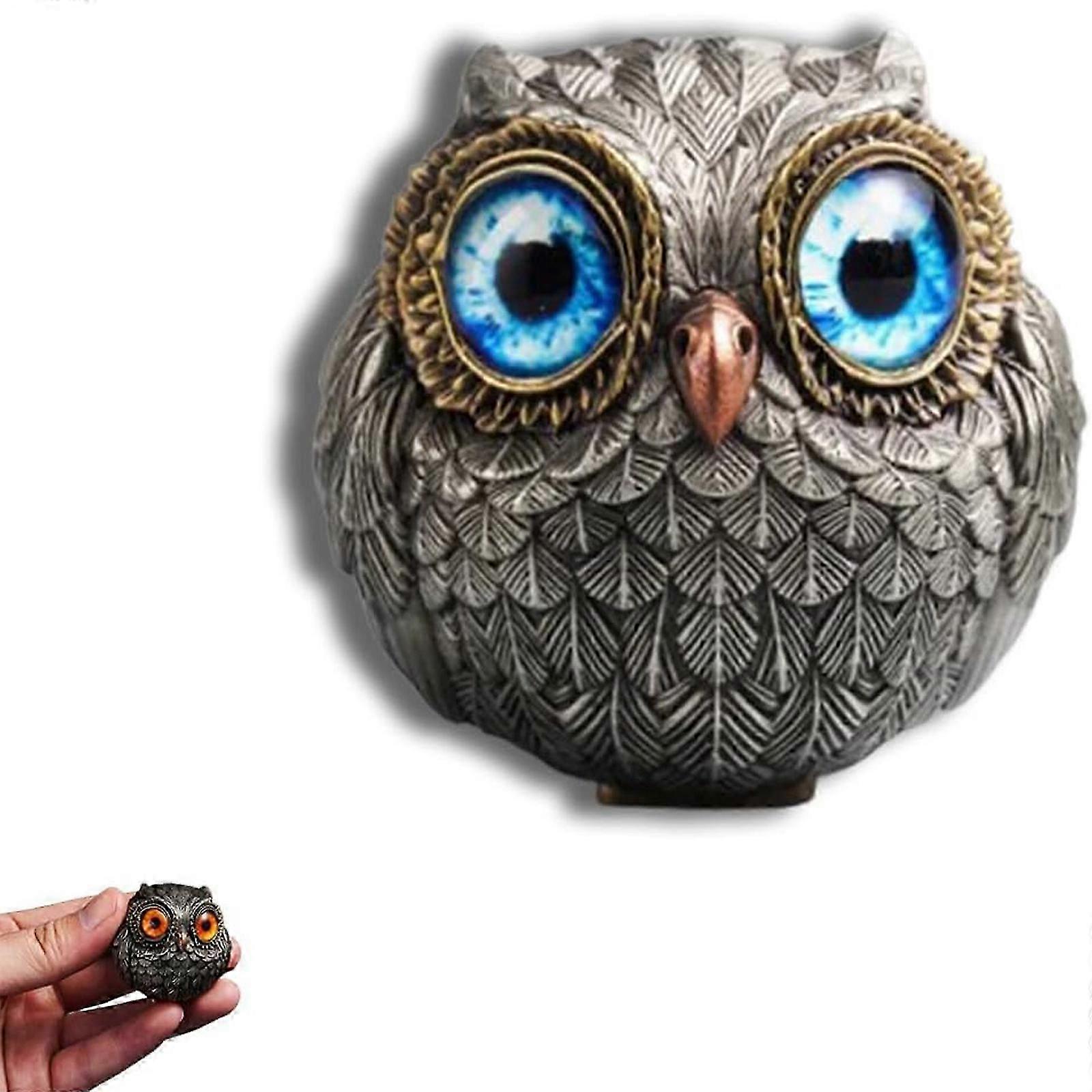 البومة الخرز قلادة ، التماثيل الحيوانية البومة الواقعية ، تمثال البومة صغير النحت لهجات الجيب ديكور المنزل جديد