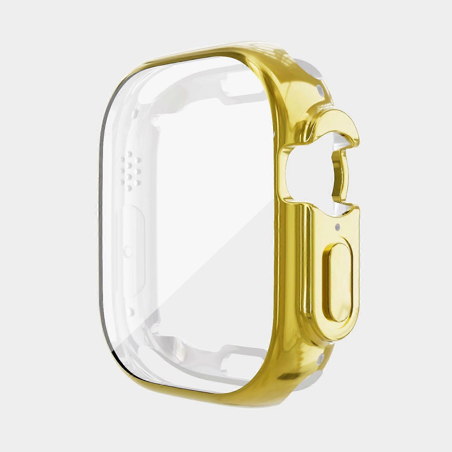2 PCS Case Design for Apple Watch Series7/8 45mm Electroplate Slim Shockproof Anti-Scratch Bumper TPU Shell with Screen Protector