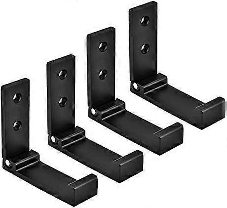 4Pcs Folding Hook Foldable Coat Rack Hook For Clothes Bathroom (Black)