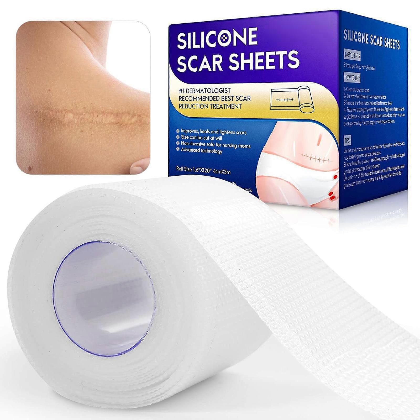 Self-adhesive Silicone Patch 1.6x120 inches Transparent Invisible Clear Tape Scar Removal Sheets Soften Smooth Scars Reduce Redness and Itching