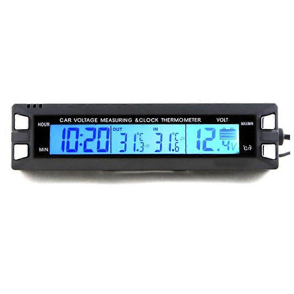 Multifunctional 3 in 1 Car Luminous Clock Car Thermometer Voltmeter Car Inside and Outside Temperature Voltage Alarm
