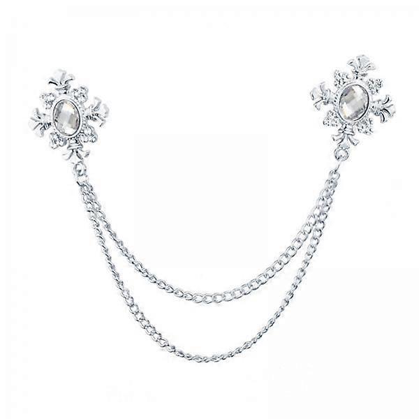 6x Broche elegante de solapa para hombre con cadena