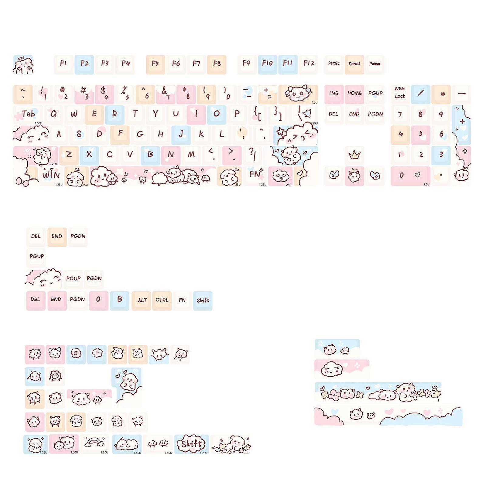 151 Keys PBT MDA Height Keycaps Cute Animal Mechanical Keyboard Key Caps English Keycap Wear-resistant Thick PBT