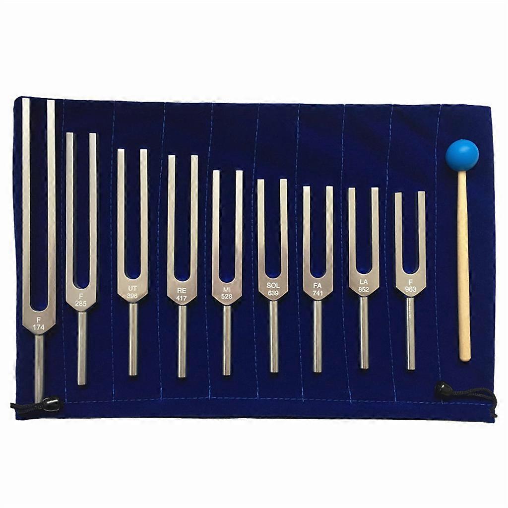 9Pcs Aluminum Alloy Tuning Fork Set, with Hammer and Cleaning Cloth for Perfect Healing,Balancing,Healers,Vibration